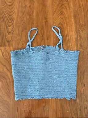 NEW aerie Light Blue Smocked Crop Tank